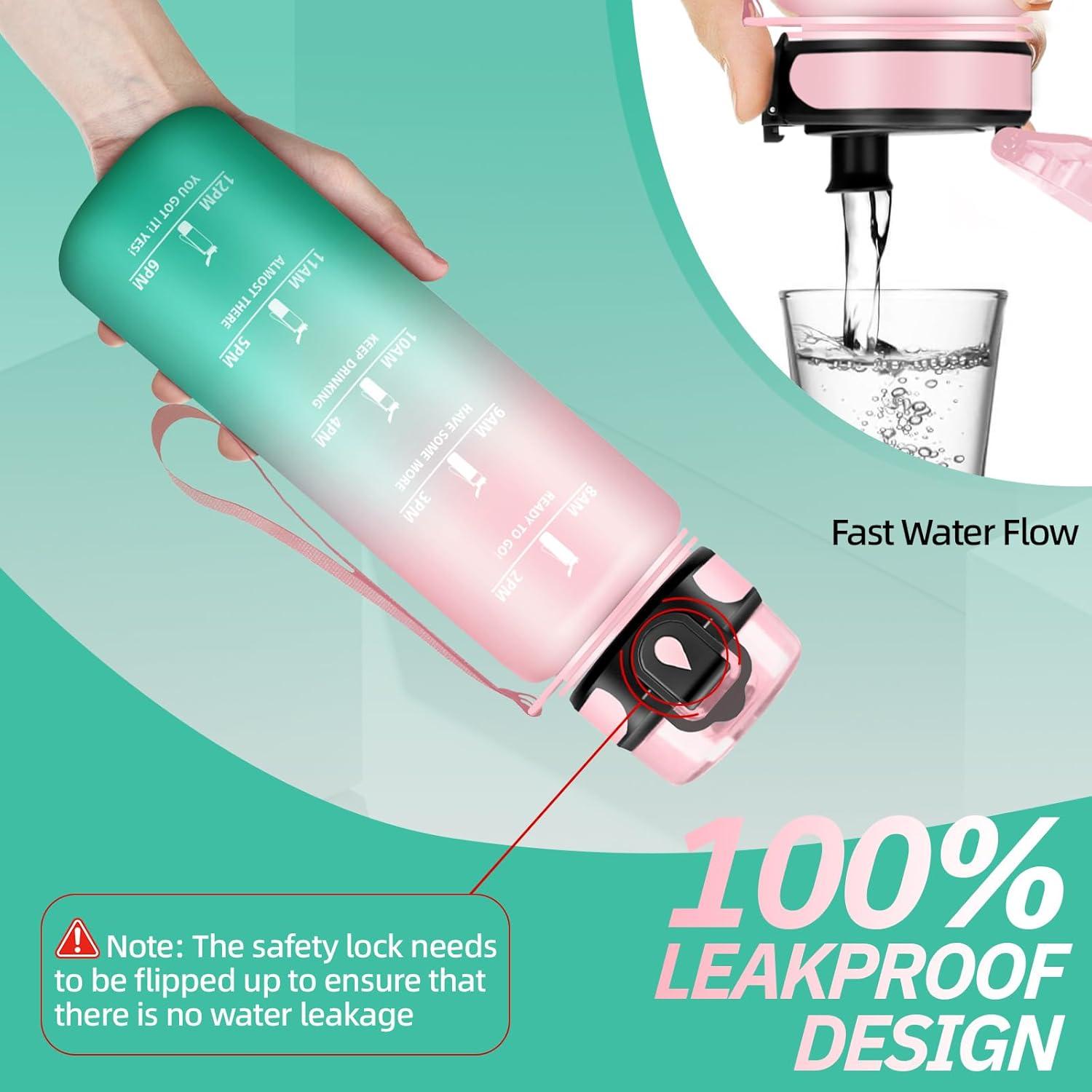 imageGourde Motivation 15l Gourde Sport avec Filtre Bouteille deau anti Fuite Bouteille avec Slogan de Motivation Facile Nettoyer Bouteille deau pour Running RandonneRosecyan