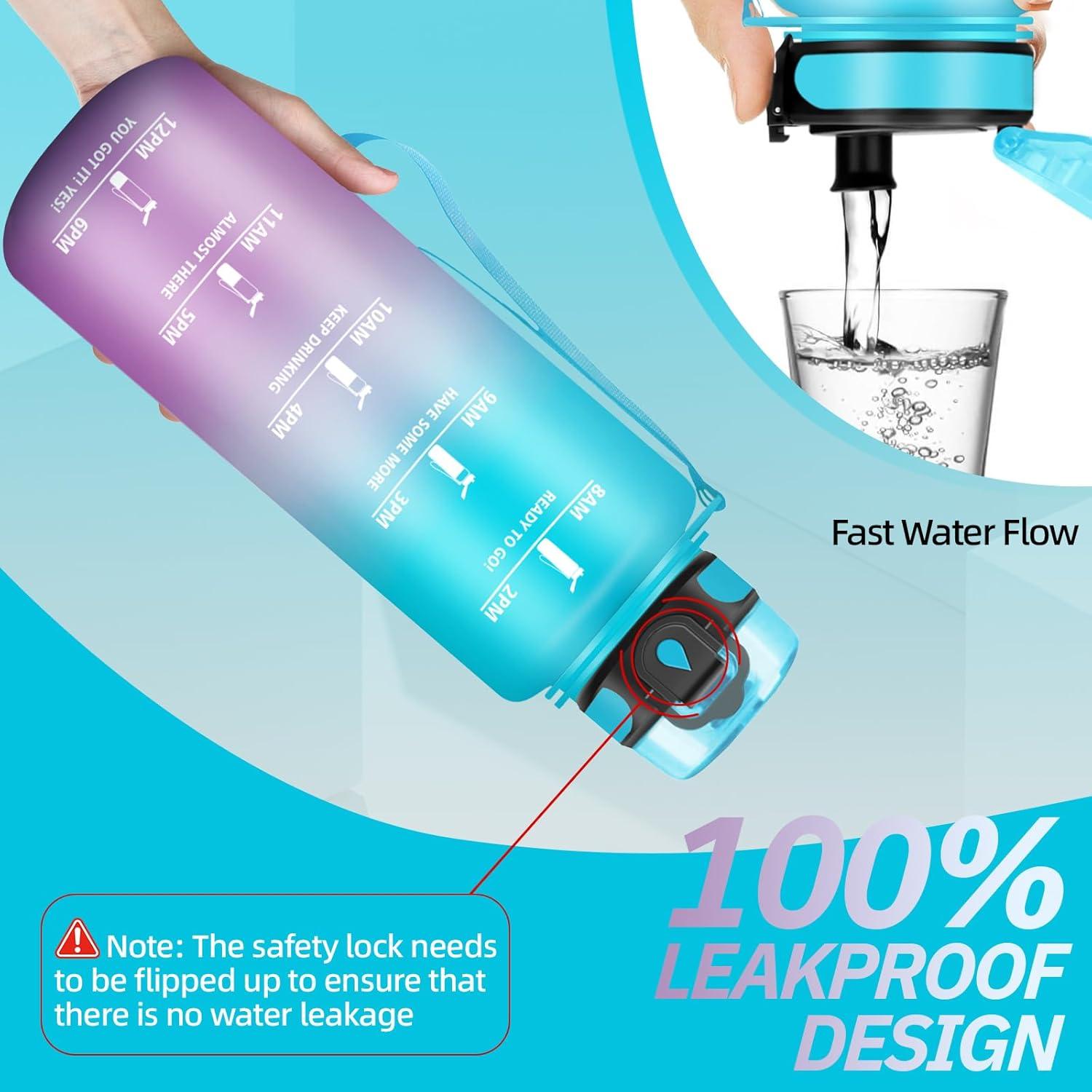imageGourde Motivation 15l Gourde Sport avec Filtre Bouteille deau anti Fuite Bouteille avec Slogan de Motivation Facile Nettoyer Bouteille deau pour Running RandonneBleuviolet