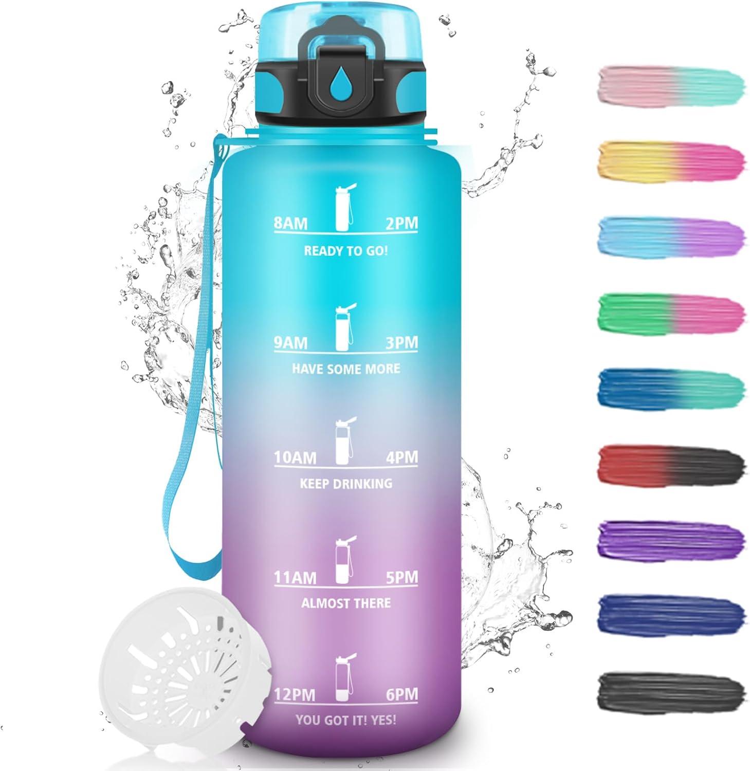 imageGourde Motivation 15l Gourde Sport avec Filtre Bouteille deau anti Fuite Bouteille avec Slogan de Motivation Facile Nettoyer Bouteille deau pour Running RandonneBleuviolet