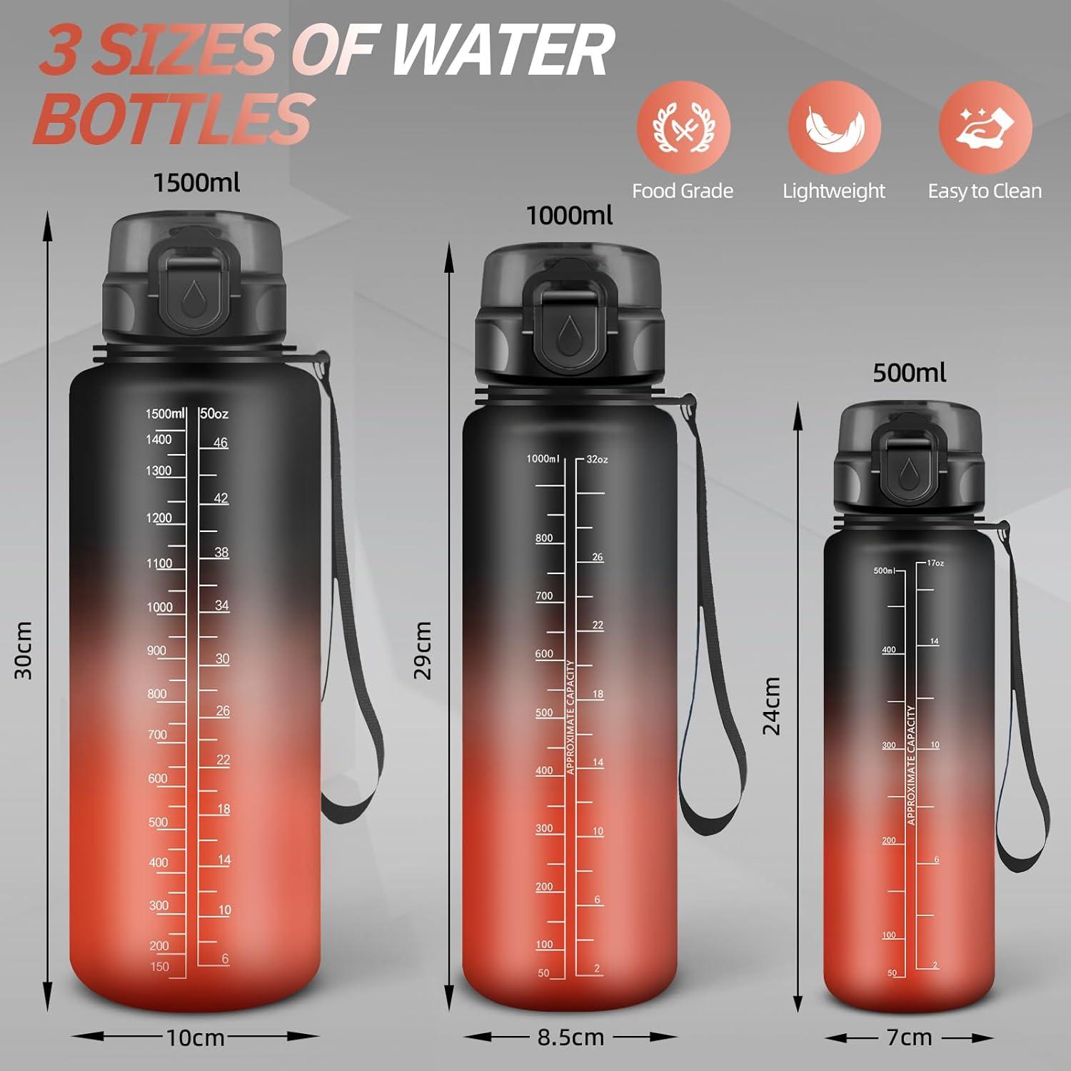 imageGourde Motivation 15l Gourde Sport avec Filtre Bouteille deau anti Fuite Bouteille avec Slogan de Motivation Facile Nettoyer Bouteille deau pour Running RandonneNoirrouge
