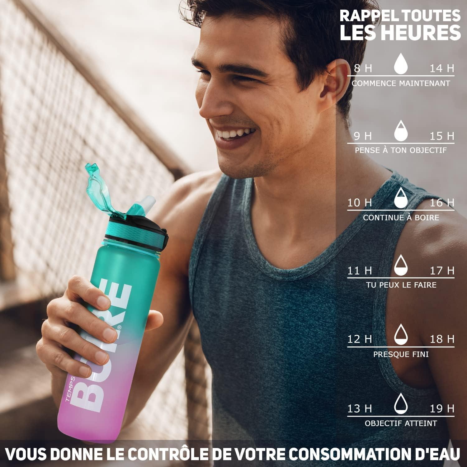 imageGourde Motivation Francais Avec Marqueur De Temps Franais Bouteille Deau Rappelle De Boire Sans BPA