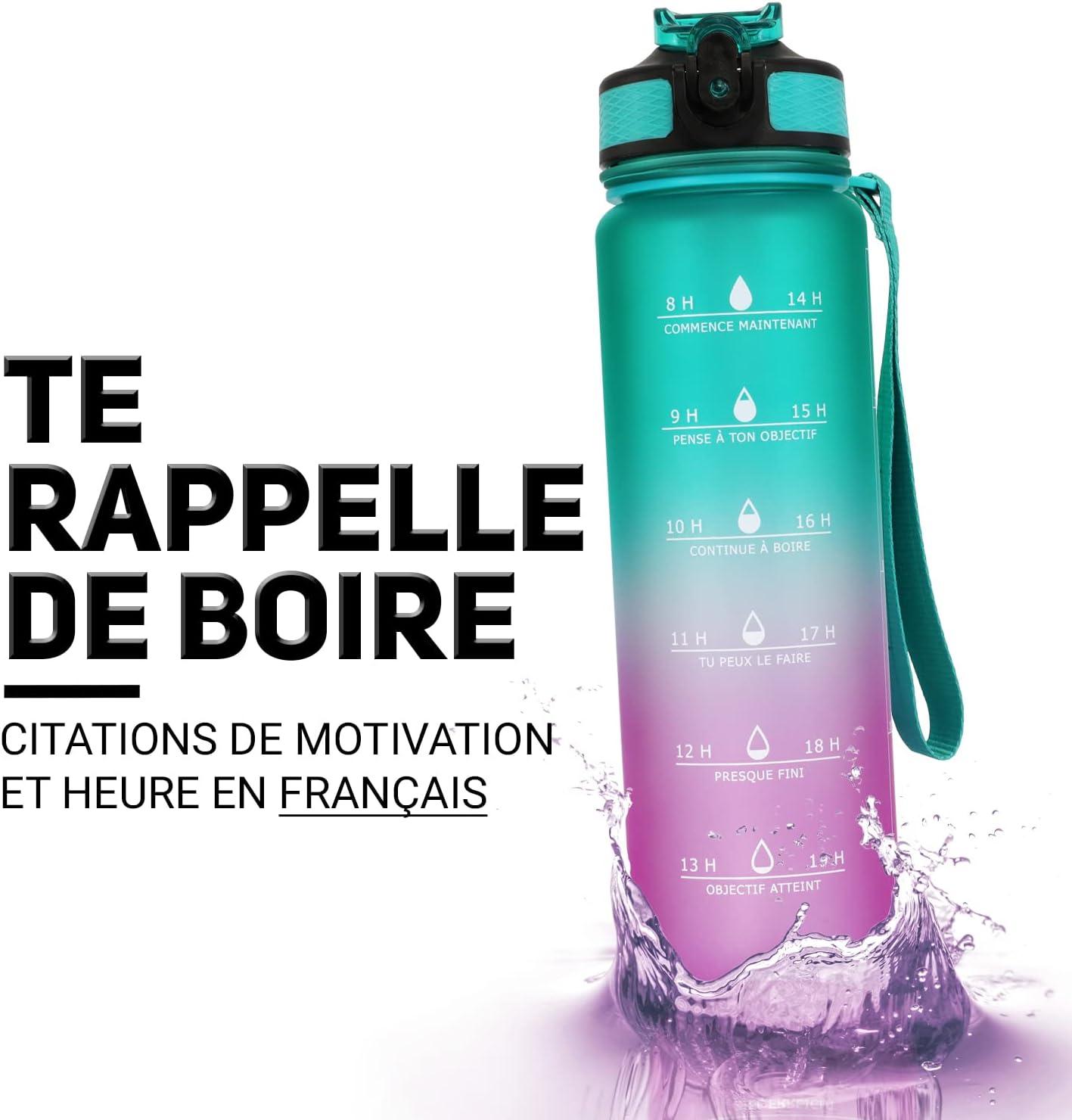 imageGourde Motivation Francais Avec Marqueur De Temps Franais Bouteille Deau Rappelle De Boire Sans BPA
