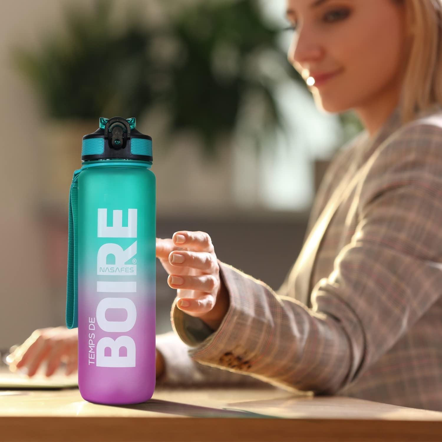 imageGourde Motivation Francais Avec Marqueur De Temps Franais Bouteille Deau Rappelle De Boire Sans BPA