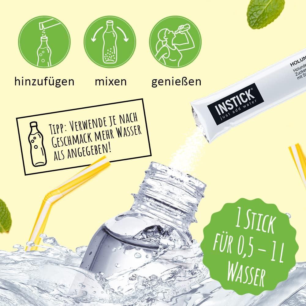 imageINSTICK Boisson instantane sans sucre Mlange de th glac Varits de th vert et dextrait de th noir 1 paquet de 12 sachets pour 12x05L boisson en poudre vgtalienne