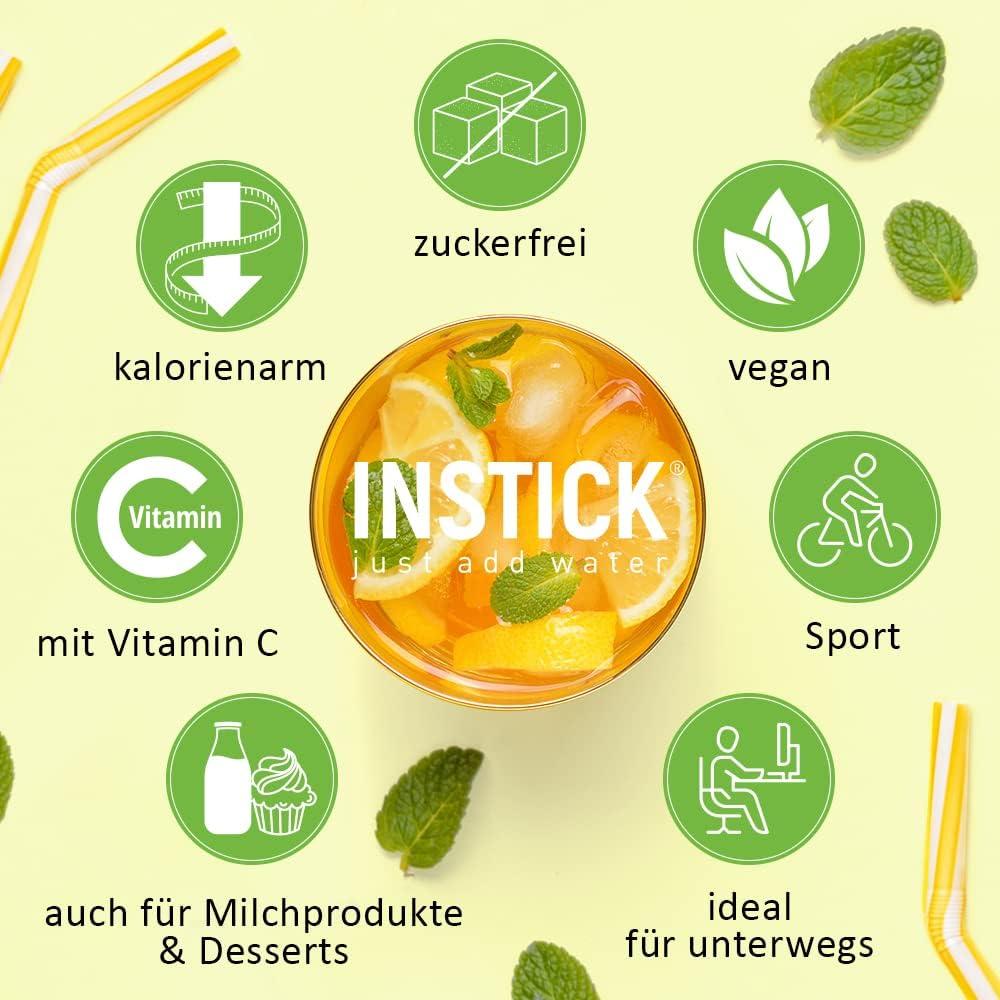 imageINSTICK Boisson instantane sans sucre Mlange de th glac Varits de th vert et dextrait de th noir 1 paquet de 12 sachets pour 12x05L boisson en poudre vgtalienne