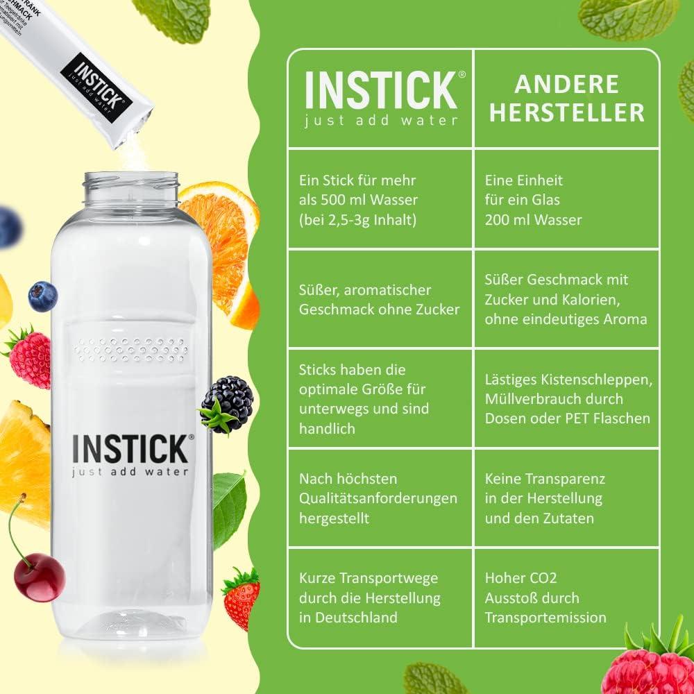 imageINSTICK Boisson instantane sans sucre Mlange de th glac Varits de th vert et dextrait de th noir 1 paquet de 12 sachets pour 12x05L boisson en poudre vgtalienne