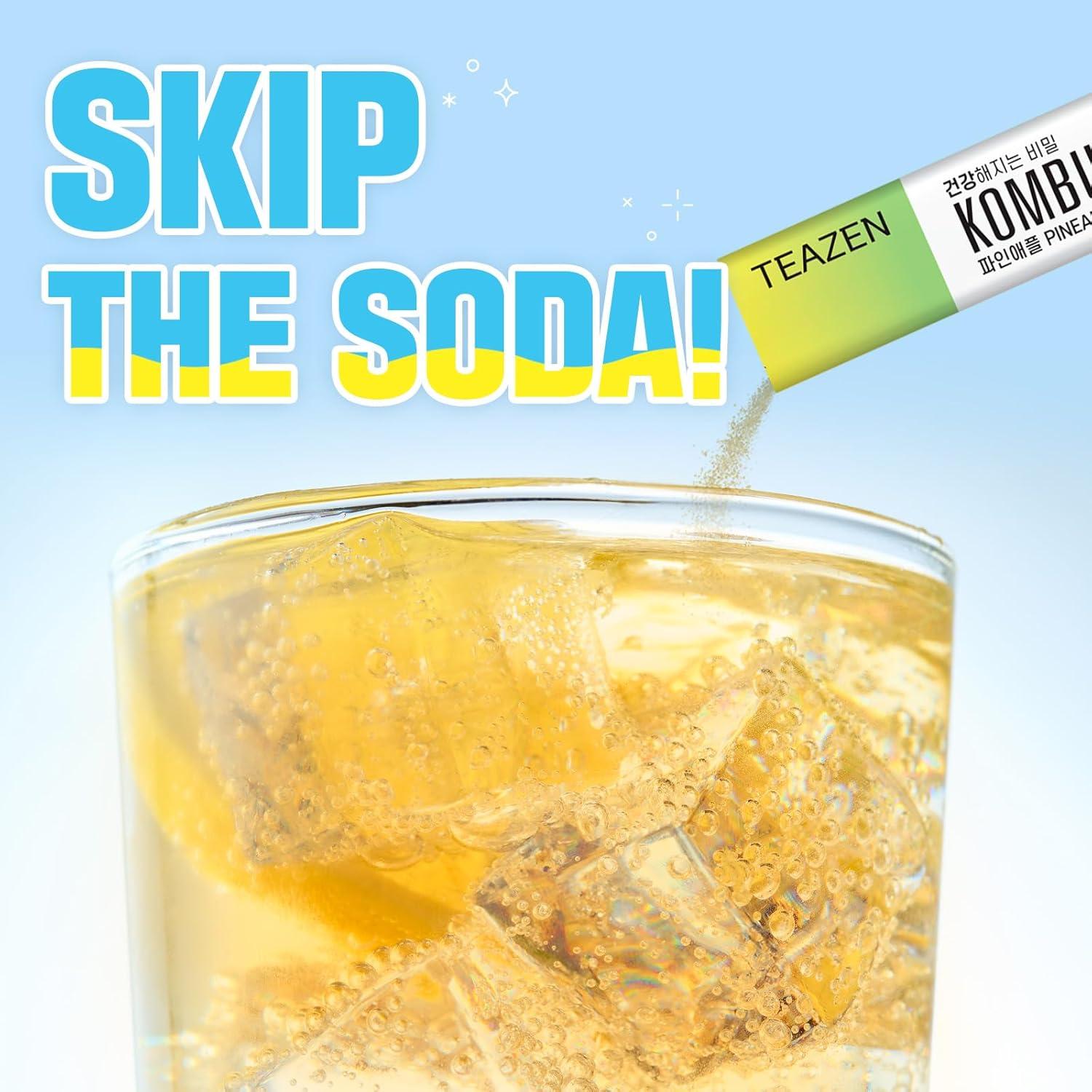 imageTEAZEN Kombucha Berry Boisson instantane au th probiotique 10 sachets Sans sucre Vgan Faible en calories Prparation pour boisson Corenne avec prbiotiquesAnanas