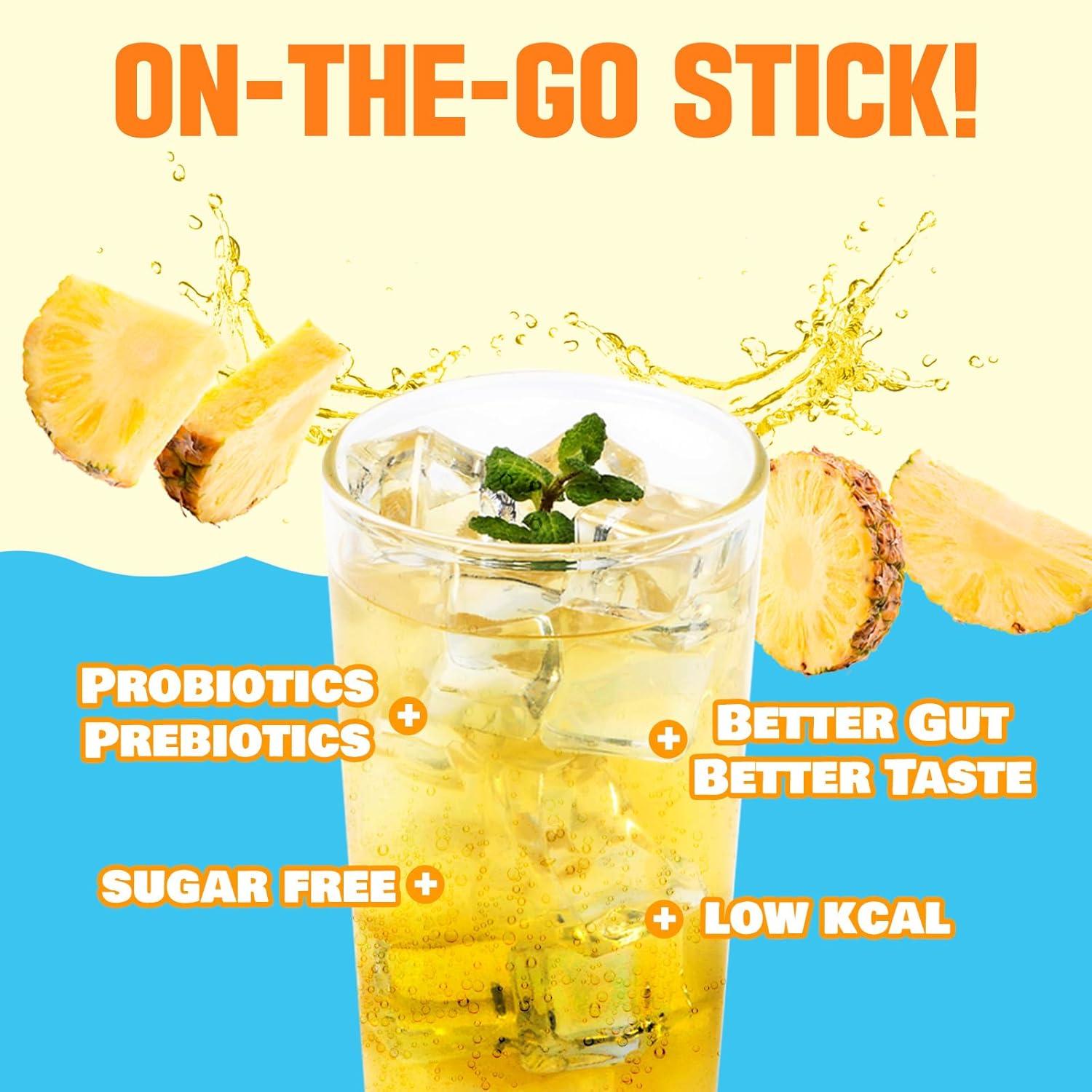 imageTEAZEN Kombucha Berry Boisson instantane au th probiotique 10 sachets Sans sucre Vgan Faible en calories Prparation pour boisson Corenne avec prbiotiquesAnanas