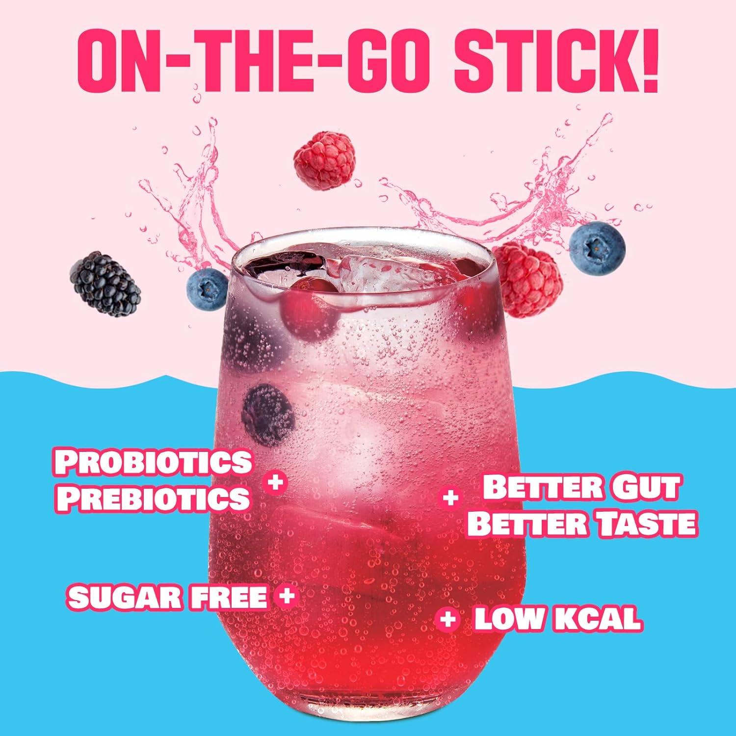 imageTEAZEN Kombucha Berry Boisson instantane au th probiotique 10 sachets Sans sucre Vgan Faible en calories Prparation pour boisson Corenne avec prbiotiquesBerry