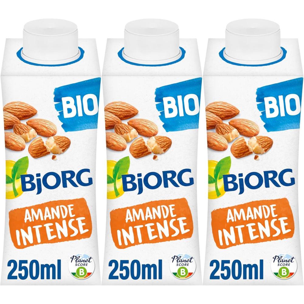 imageBJORG  Lait dAmande sans Sucres  Boisson Vgtale Bio  Pauvre en Acide Gras Saturs  3 x 25 clAmande  Lot de 3 3 x 200ml