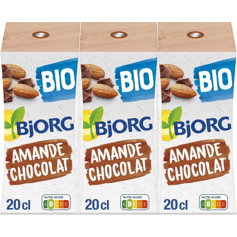 imageBJORG Lait dAmande sans Sucres Boisson Vgtale Bio Pauvre en Acide Gras Saturs 3 x 25 clAmande Chocolat