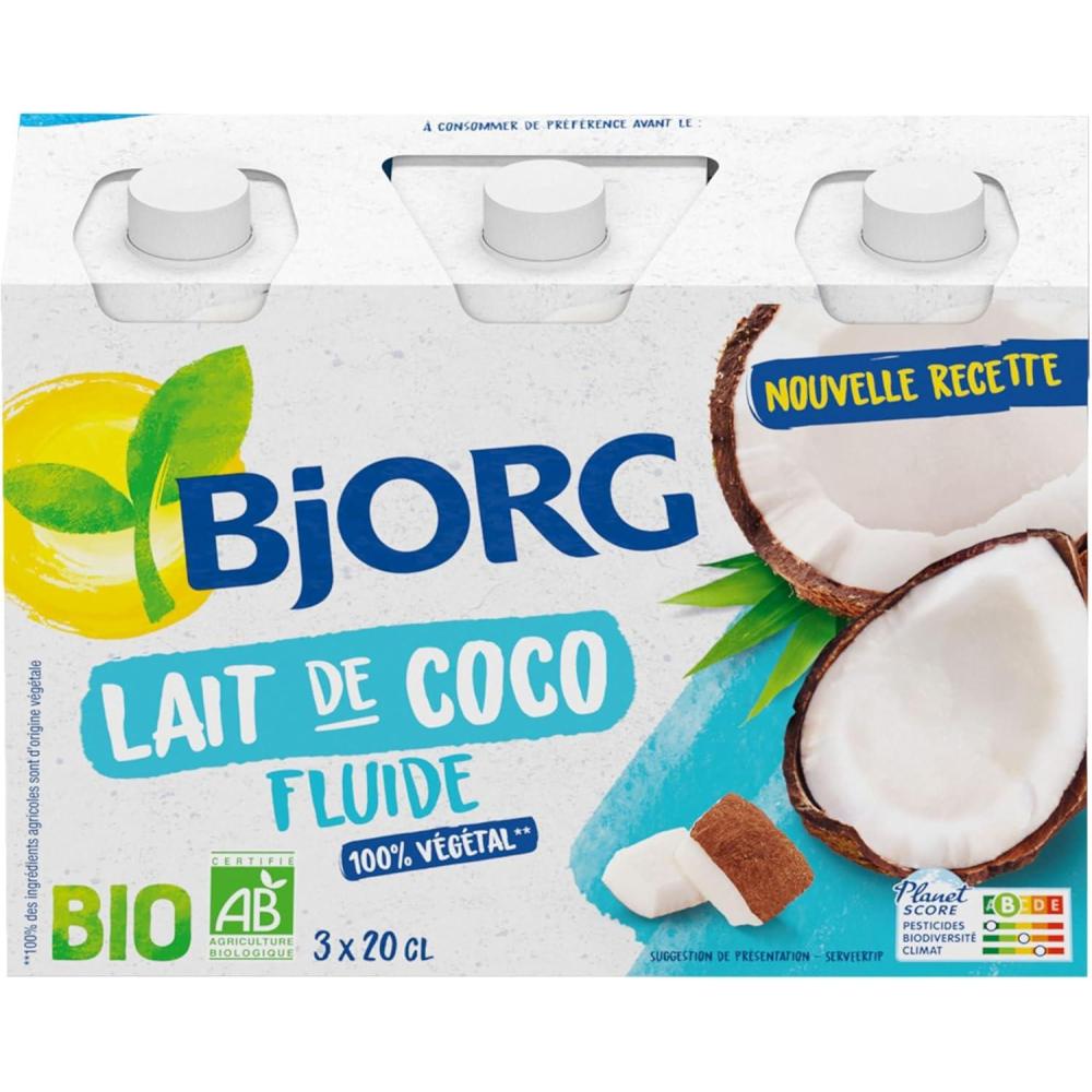 imageBJORG Lait dAmande sans Sucres Boisson Vgtale Bio Pauvre en Acide Gras Saturs 3 x 25 clCoco Lot de 3 3 x 200ml