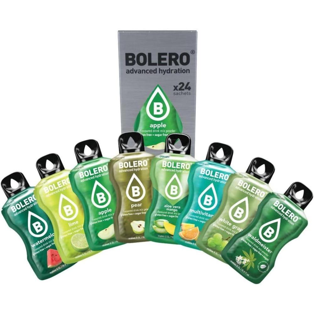 imageBolero GREEN FUSION MIX 24x3g Poudre jus sans sucre dulcore avec stvia vitamine C convient aux enfants aux sportifs et aux diabtiques sans gluten et adapt aux vgtaliens