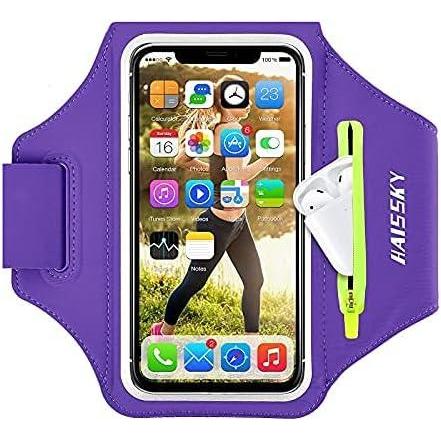 imageBrassard de Sport avec Airpods cl de Voiture Poche ZippeBrassard de tlphone rsistant  leau pour iPhone 16151414 Pro Max13 Pro12 Pro MaxXRXS Smartphone Running Brassard 69quot pour JoggingVioletJusqu 6 9