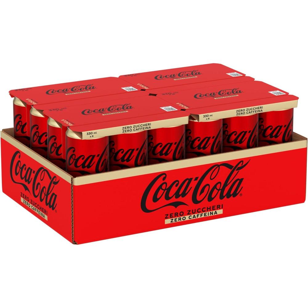 imageCocaCola Zero Sucres Zero Cafine  24 canettes de 330 ml tout le got CocaCola sans calories et sans cafine canette 100  recyclable boisson analcolique avec dulcorantsZro zro