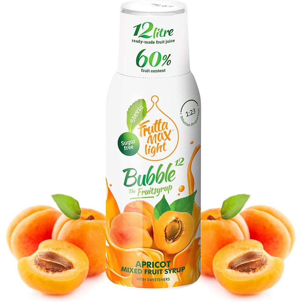 imageFruttaMax Sirop dAbricot Sans Sucre  60 de Fruit Rel  Sirop  Faible Teneur en Calories pour Sodas Cocktails ampamp Desserts  500mlAbricot  Light