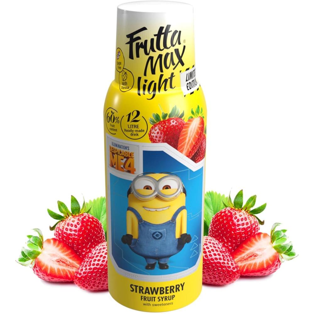 imageFruttaMax Sirop dAbricot Sans Sucre 60 de Fruit Rel Sirop Faible Teneur en Calories pour Sodas Cocktails ampamp Desserts 500mlFraise Light MINIONS