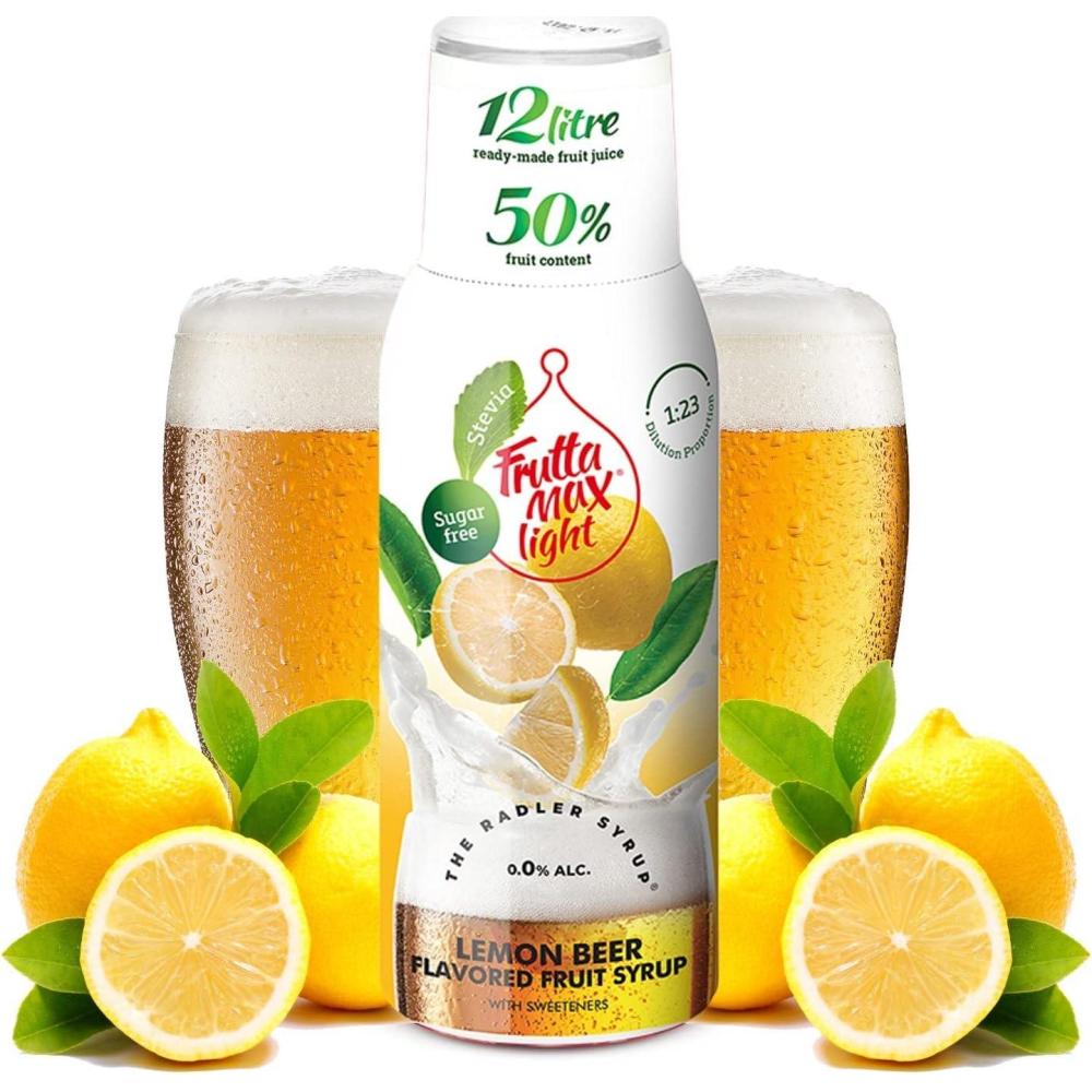 imageFruttaMax Sirop dAbricot Sans Sucre 60 de Fruit Rel Sirop Faible Teneur en Calories pour Sodas Cocktails ampamp Desserts 500mlRadler Citron Light