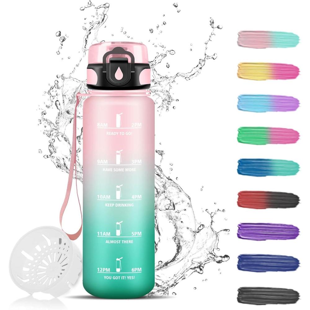 imageGourde Motivation 15l Gourde Sport avec Filtre Bouteille deau anti Fuite Bouteille avec Slogan de Motivation Facile Nettoyer Bouteille deau pour Running RandonneRosecyan