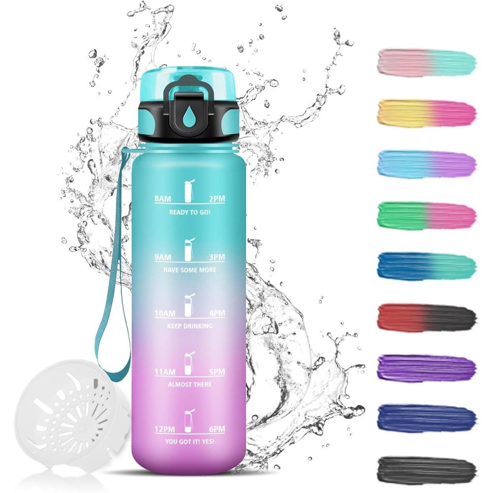 imageGourde Motivation 15l Gourde Sport avec Filtre Bouteille deau anti Fuite Bouteille avec Slogan de Motivation Facile Nettoyer Bouteille deau pour Running RandonneVertrose