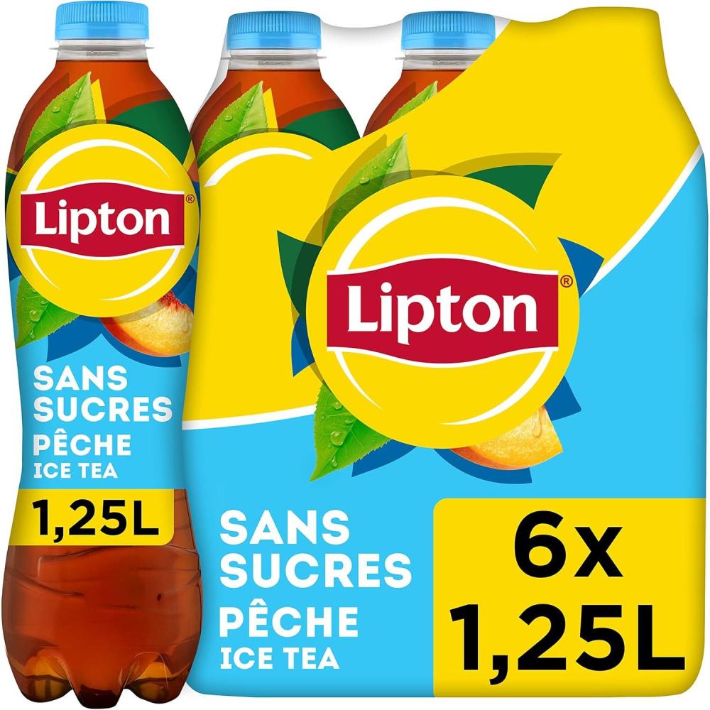 imageLIPTON  Ice Tea Saveur Pche  Sans Sucres  6x125L6x1 25L