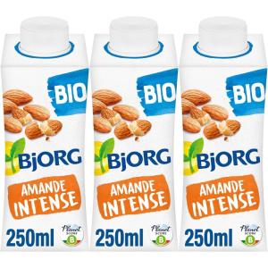 BJORG – Lait d&rsquo;Amande sans Sucres – Boisson Végétale Bio – Pauvre en Acide Gras Saturés – 3 x 25 cl(Amande – Lot de 3 (3 x 200ml))