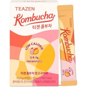 TEAZEN – Kombucha Berry – Boisson instantanée au thé probiotique – 10 sachets – Sans sucre, Végan, Faible en calories – Préparation pour boisson Coréenne avec prébiotiques(Mangue Goyave)