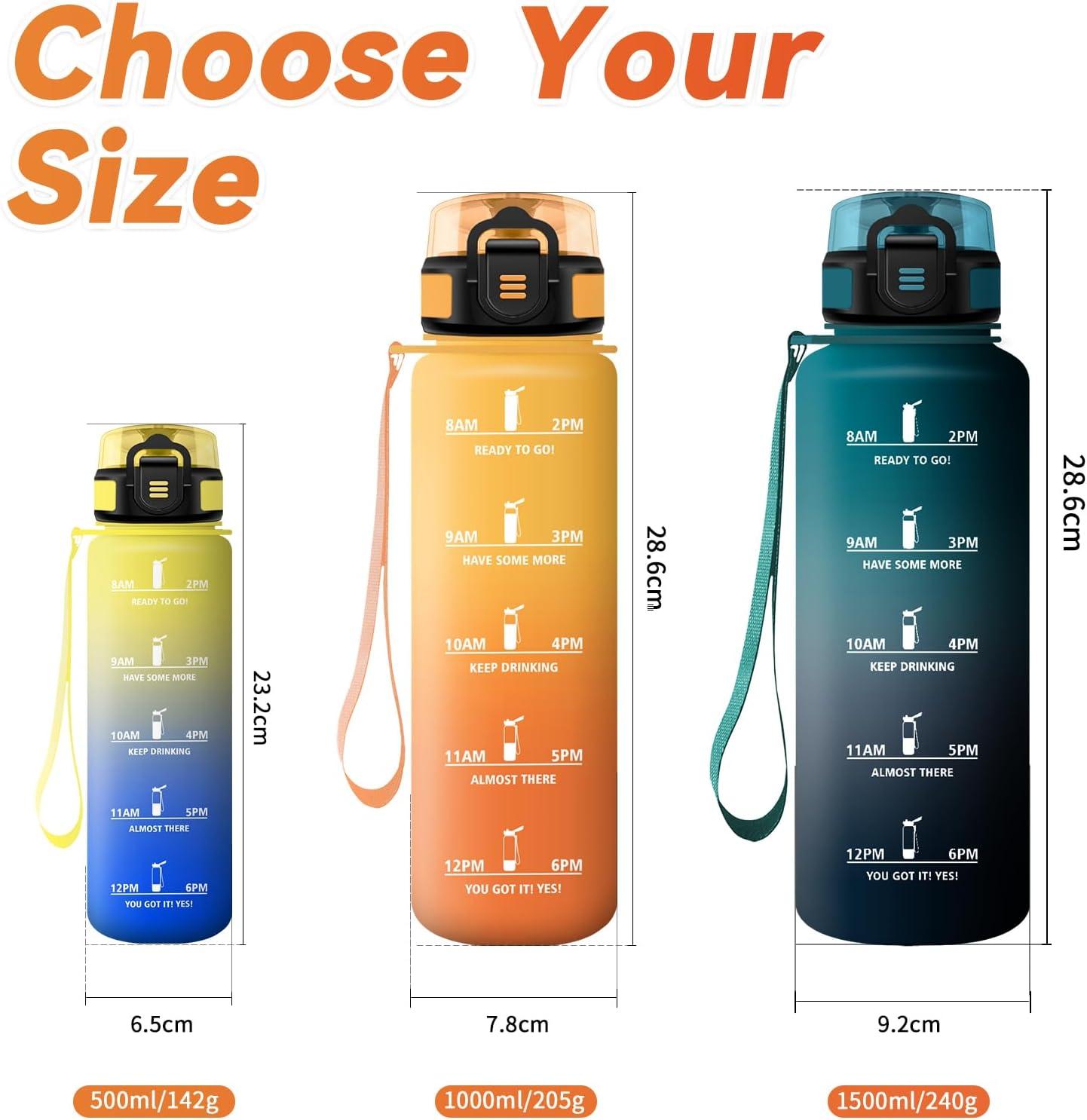 imageBouteille deau Sport 1L Gourde Marqueur de Temps Gourde avec Filtre Bouteille de Motivation tanche ampamp Rutilisable pour Randonne Cyclisme Bureau Extrieur Camping Randonne Yoga32oz1000ml Jaune Ambreorange