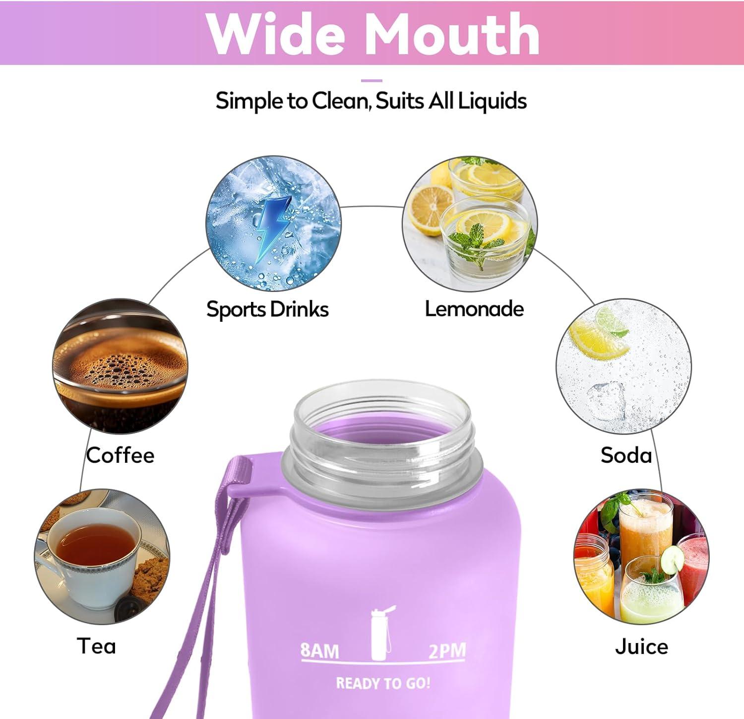 imageBouteille deau Sport 1L Gourde Marqueur de Temps Gourde avec Filtre Bouteille de Motivation tanche ampamp Rutilisable pour Randonne Cyclisme Bureau Extrieur Camping Randonne Yoga50oz1500ml Rose Plerose Bonbon