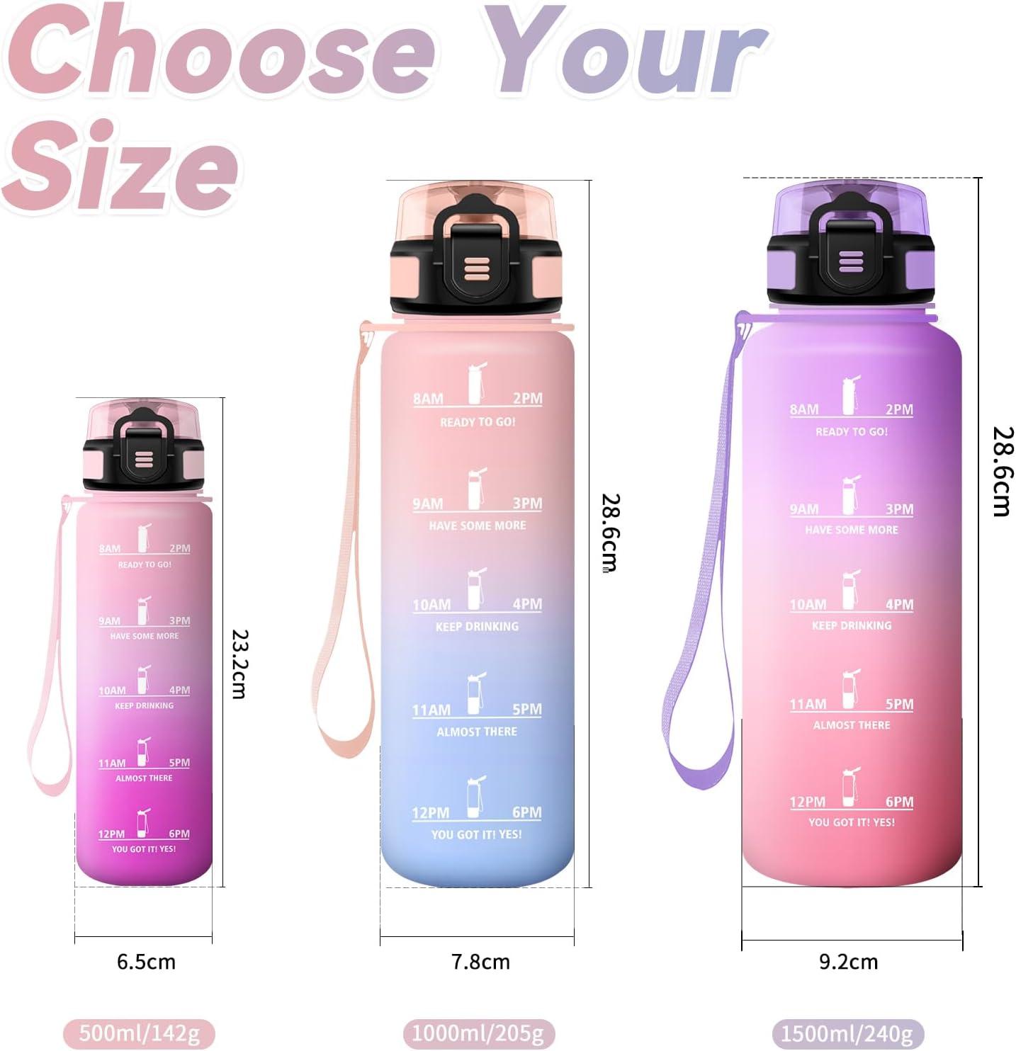 imageBouteille deau Sport 1L Gourde Marqueur de Temps Gourde avec Filtre Bouteille de Motivation tanche ampamp Rutilisable pour Randonne Cyclisme Bureau Extrieur Camping Randonne Yoga32oz1000ml Rosebleu Ciel
