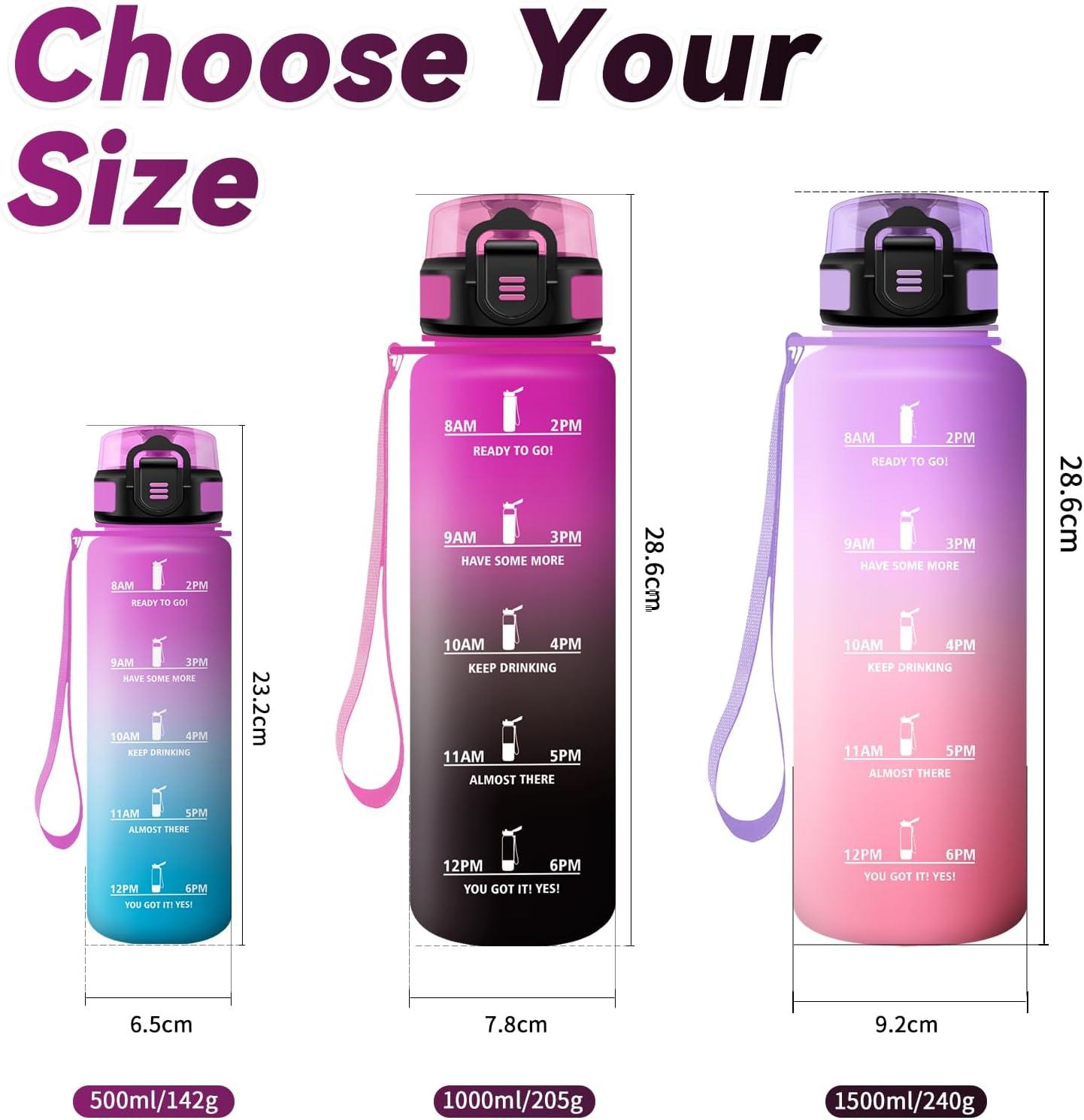 imageBouteille deau Sport 1L Gourde Marqueur de Temps Gourde avec Filtre Bouteille de Motivation tanche ampamp Rutilisable pour Randonne Cyclisme Bureau Extrieur Camping Randonne Yoga32oz1000ml Violet Rougenoir