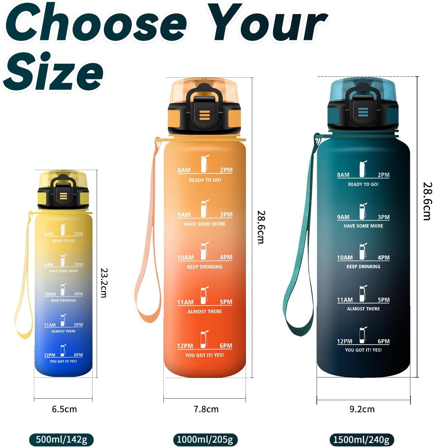 imageBouteille deau Sport 1L Gourde Marqueur de Temps Gourde avec Filtre Bouteille de Motivation tanche ampamp Rutilisable pour Randonne Cyclisme Bureau Extrieur Camping Randonne Yoga50oz1500ml Vert Foncgris