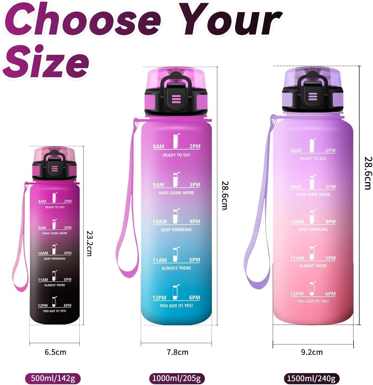 imageBouteille deau Sport 1L Gourde Marqueur de Temps Gourde avec Filtre Bouteille de Motivation tanche ampamp Rutilisable pour Randonne Cyclisme Bureau Extrieur Camping Randonne Yoga17oz500ml Violet Rougenoir