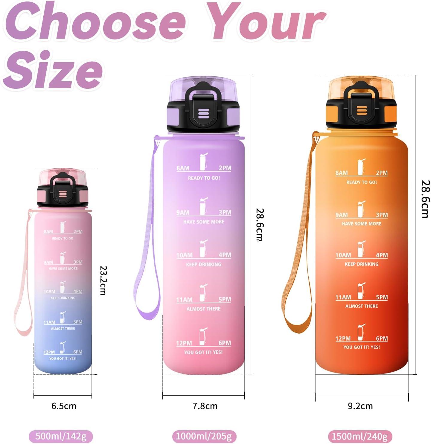 imageBouteille deau Sport 1L Gourde Marqueur de Temps Gourde avec Filtre Bouteille de Motivation tanche ampamp Rutilisable pour Randonne Cyclisme Bureau Extrieur Camping Randonne Yoga32oz1000ml Violet Plerose Ple
