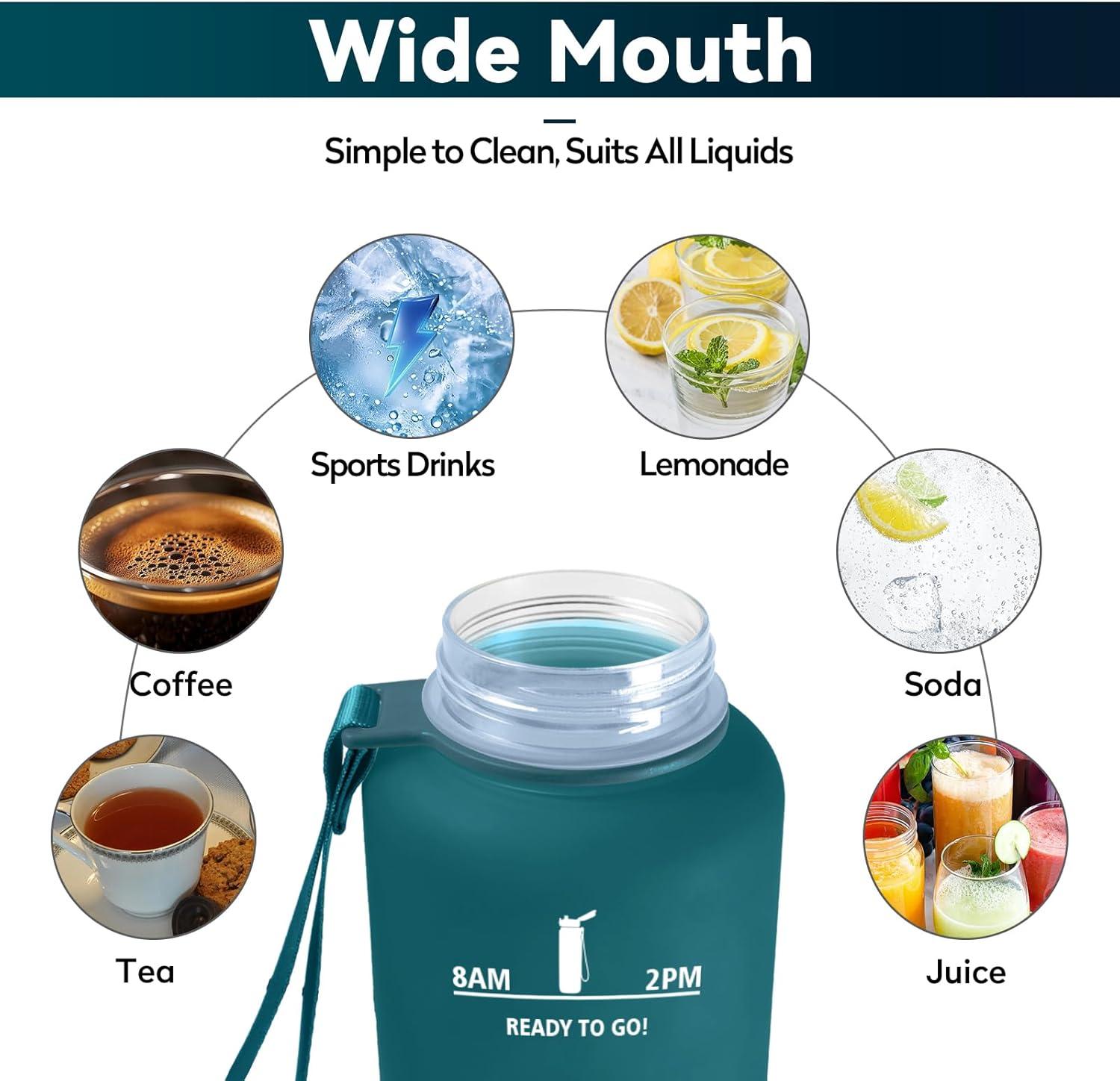 imageBouteille deau Sport 1L Gourde Marqueur de Temps Gourde avec Filtre Bouteille de Motivation tanche ampamp Rutilisable pour Randonne Cyclisme Bureau Extrieur Camping Randonne Yoga50oz1500ml Vert Foncgris
