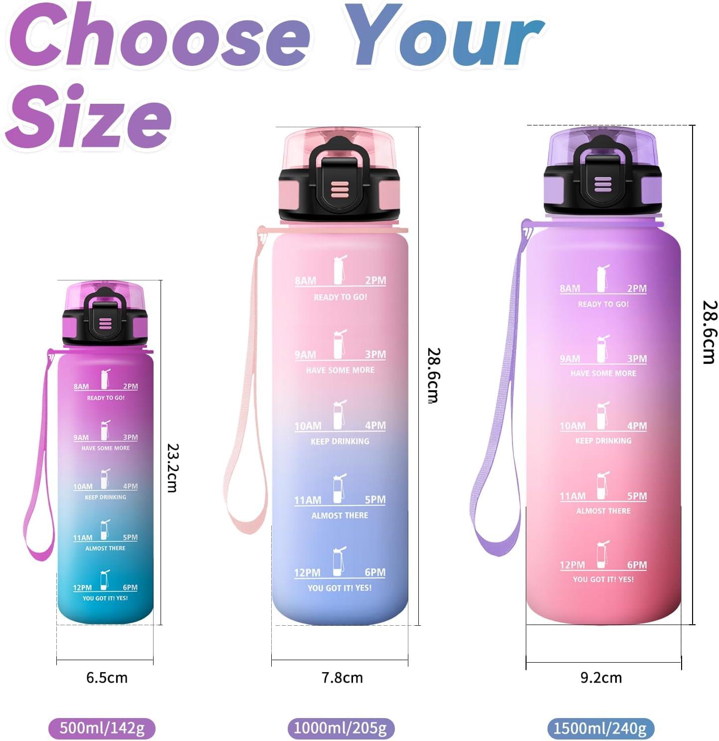 imageBouteille deau Sport 1L Gourde Marqueur de Temps Gourde avec Filtre Bouteille de Motivation tanche ampamp Rutilisable pour Randonne Cyclisme Bureau Extrieur Camping Randonne Yoga17oz500ml Rose Bonboncyan