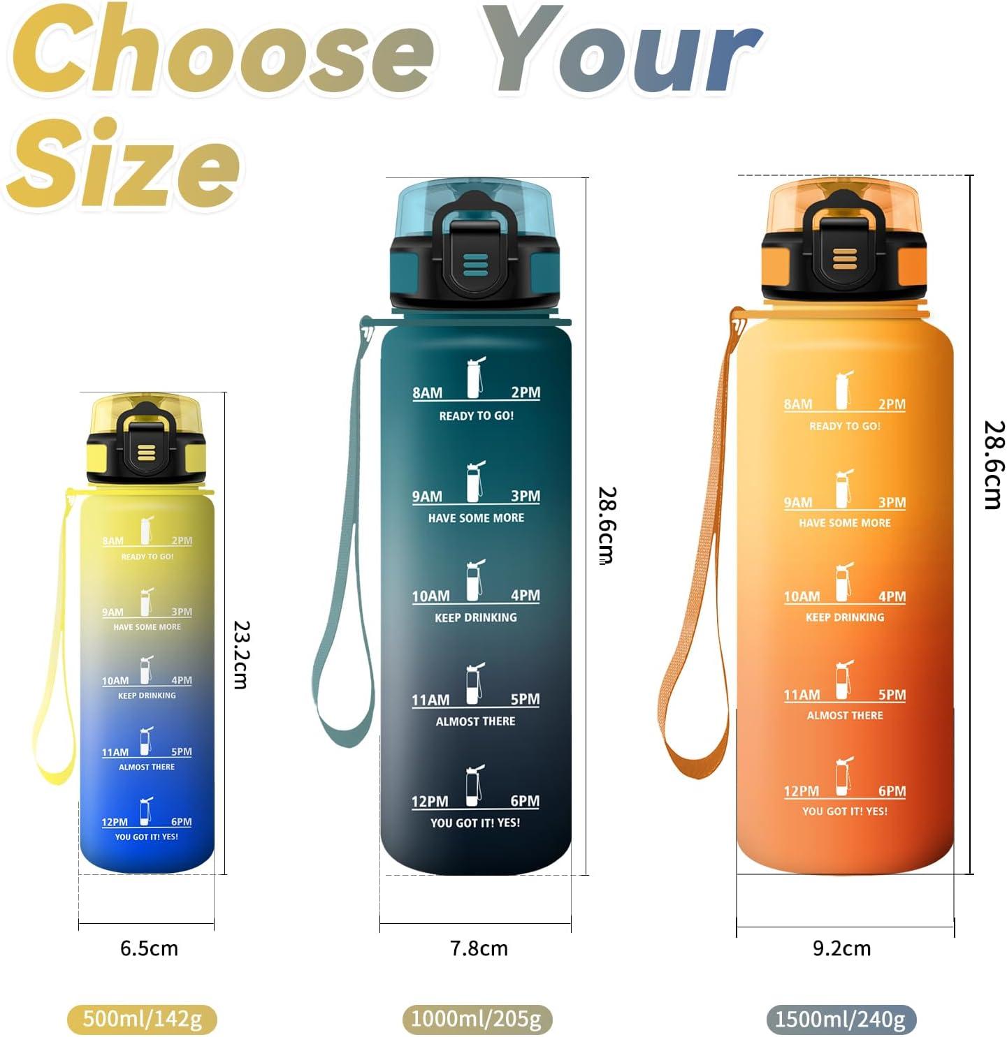 imageBouteille deau Sport 1L Gourde Marqueur de Temps Gourde avec Filtre Bouteille de Motivation tanche ampamp Rutilisable pour Randonne Cyclisme Bureau Extrieur Camping Randonne Yoga17oz500ml Jaunebleu Royal