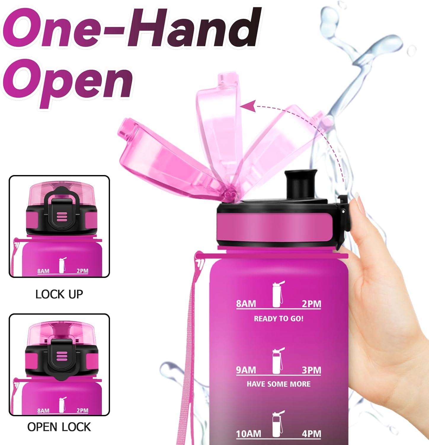 imageBouteille deau Sport 1L Gourde Marqueur de Temps Gourde avec Filtre Bouteille de Motivation tanche ampamp Rutilisable pour Randonne Cyclisme Bureau Extrieur Camping Randonne Yoga32oz1000ml Violet Rougenoir