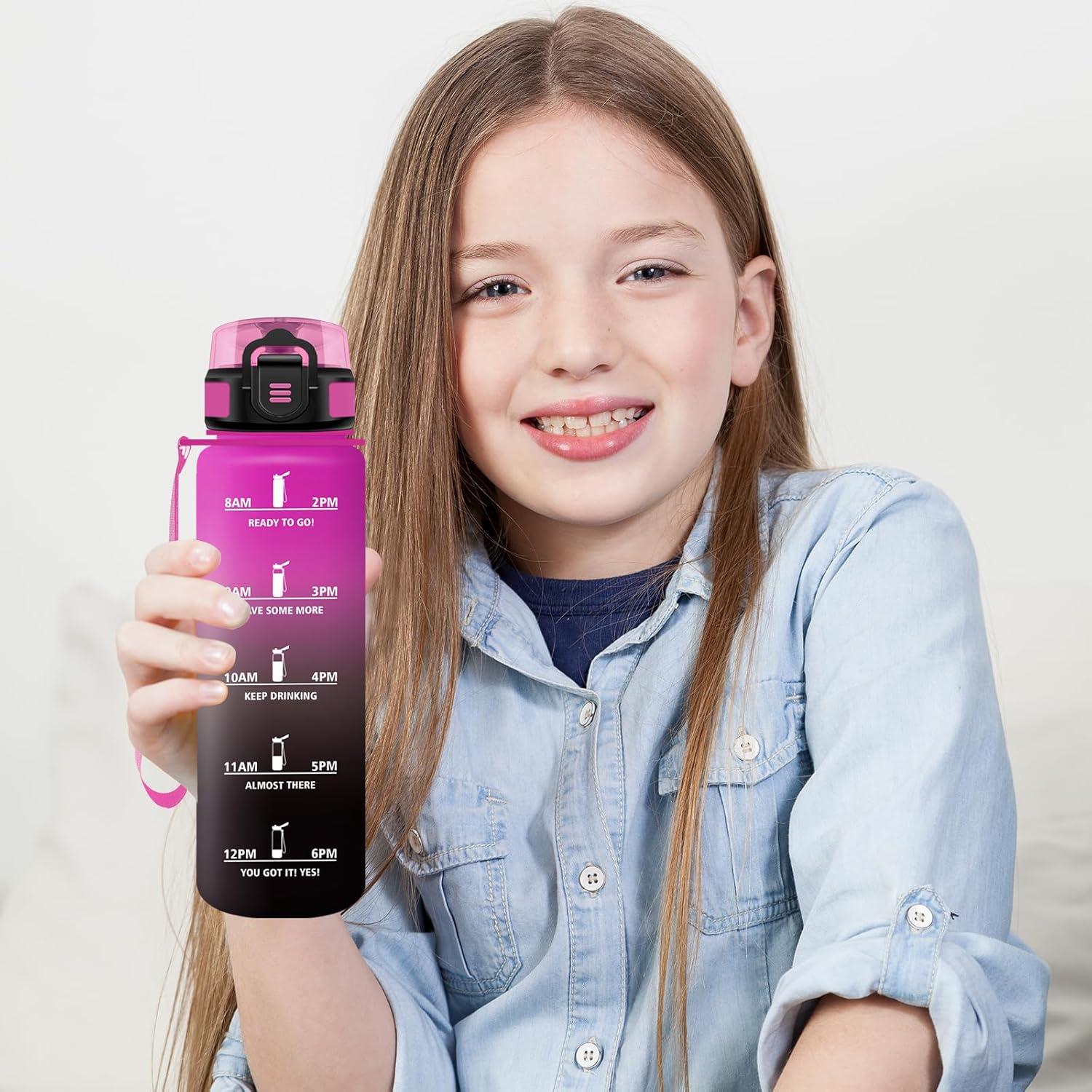imageBouteille deau Sport 1L Gourde Marqueur de Temps Gourde avec Filtre Bouteille de Motivation tanche ampamp Rutilisable pour Randonne Cyclisme Bureau Extrieur Camping Randonne Yoga17oz500ml Violet Rougenoir