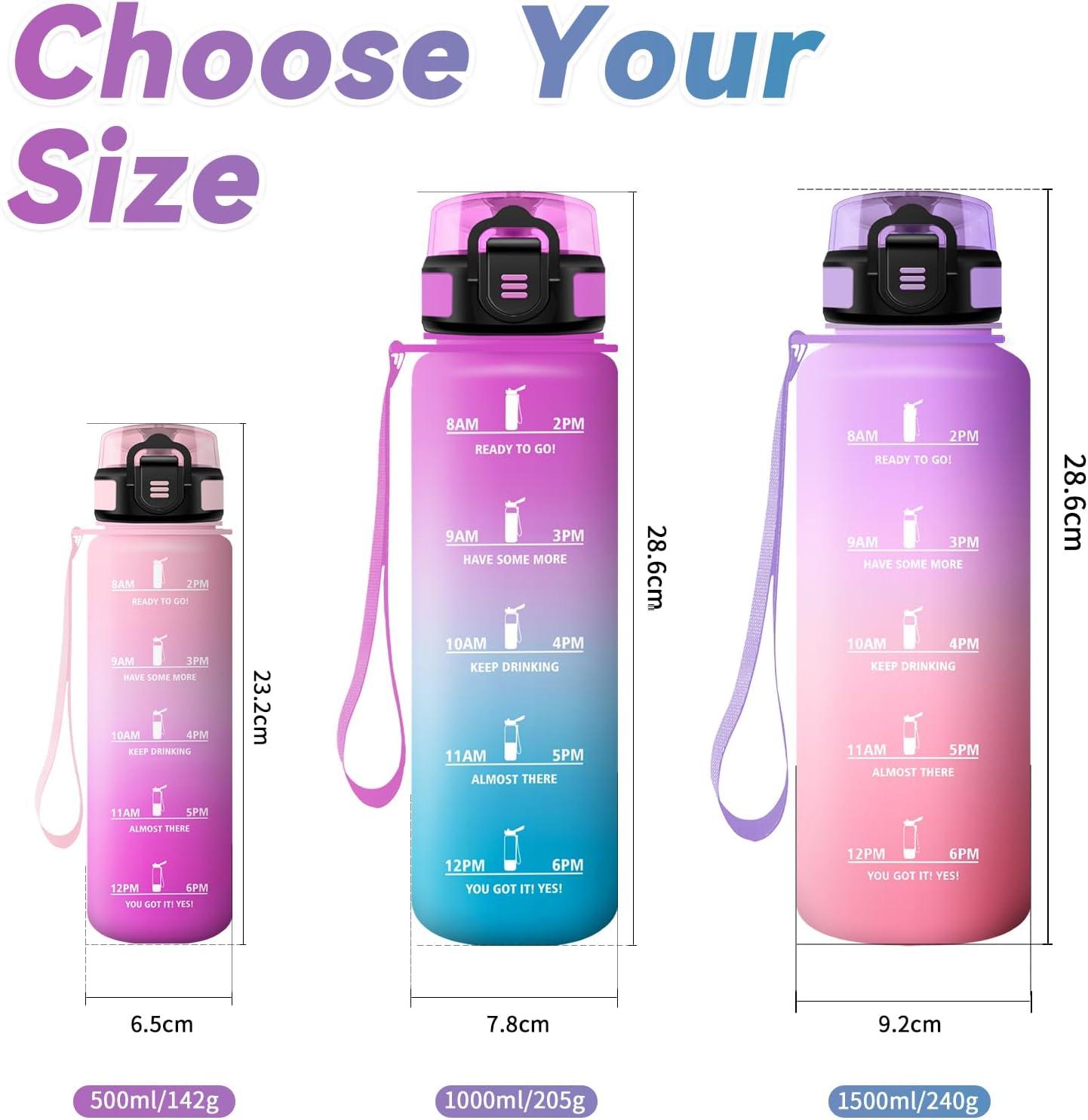 imageBouteille deau Sport 1L Gourde Marqueur de Temps Gourde avec Filtre Bouteille de Motivation tanche ampamp Rutilisable pour Randonne Cyclisme Bureau Extrieur Camping Randonne Yoga32oz1000ml Rose Bonboncyan