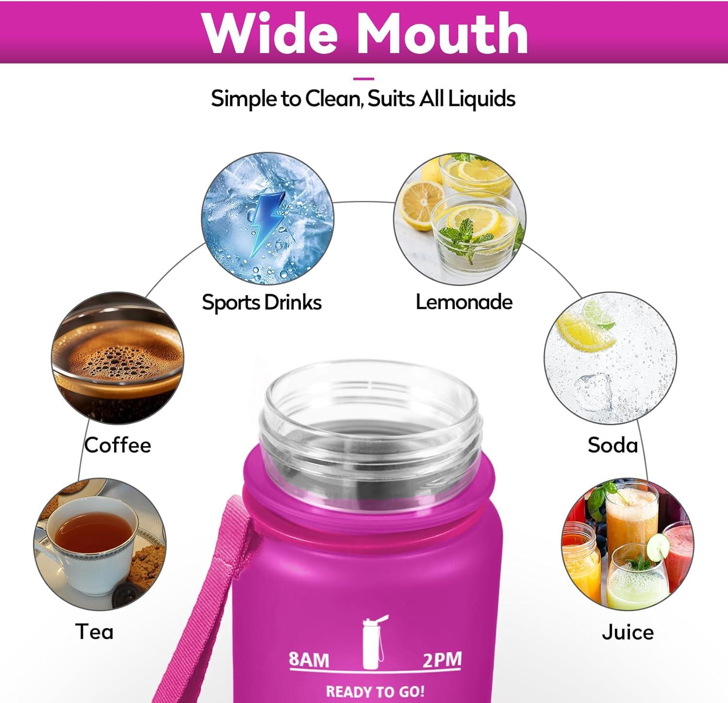 imageBouteille deau Sport 1L Gourde Marqueur de Temps Gourde avec Filtre Bouteille de Motivation tanche ampamp Rutilisable pour Randonne Cyclisme Bureau Extrieur Camping Randonne Yoga17oz500ml Violet Rougenoir