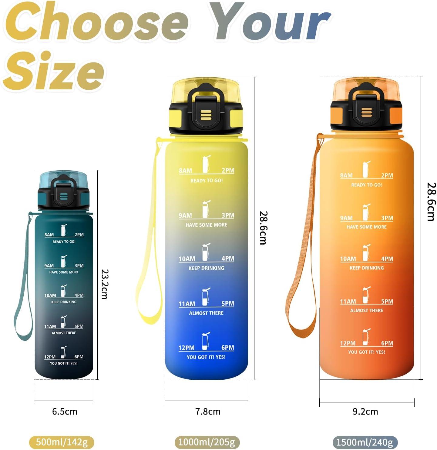 imageBouteille deau Sport 1L Gourde Marqueur de Temps Gourde avec Filtre Bouteille de Motivation tanche ampamp Rutilisable pour Randonne Cyclisme Bureau Extrieur Camping Randonne Yoga32oz1000ml Jaunebleu Royal