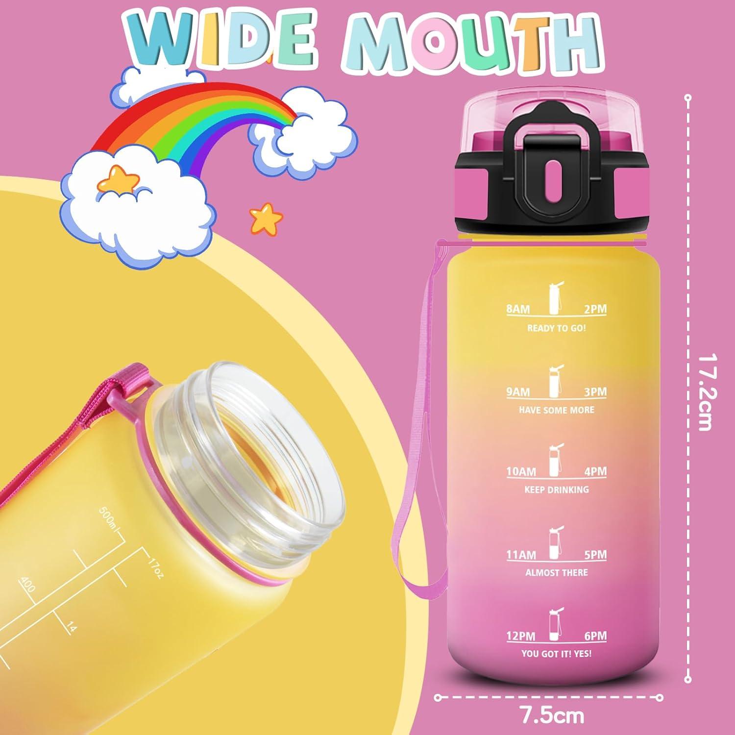 imageGourde 1l Sport Anti Fuite Gourde Gradue pour 1 Journee Facile Nettoyer Rutilisable Bouteille Adulte avec Marqueur de Temps pour Aptitude Camping Yoga VoyagesJaunerose
