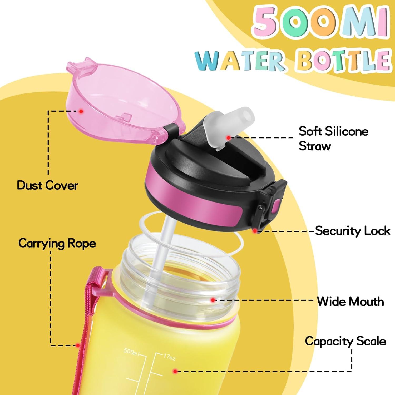 imageGourde 1l Sport Anti Fuite Gourde Gradue pour 1 Journee Facile Nettoyer Rutilisable Bouteille Adulte avec Marqueur de Temps pour Aptitude Camping Yoga VoyagesJaunerose