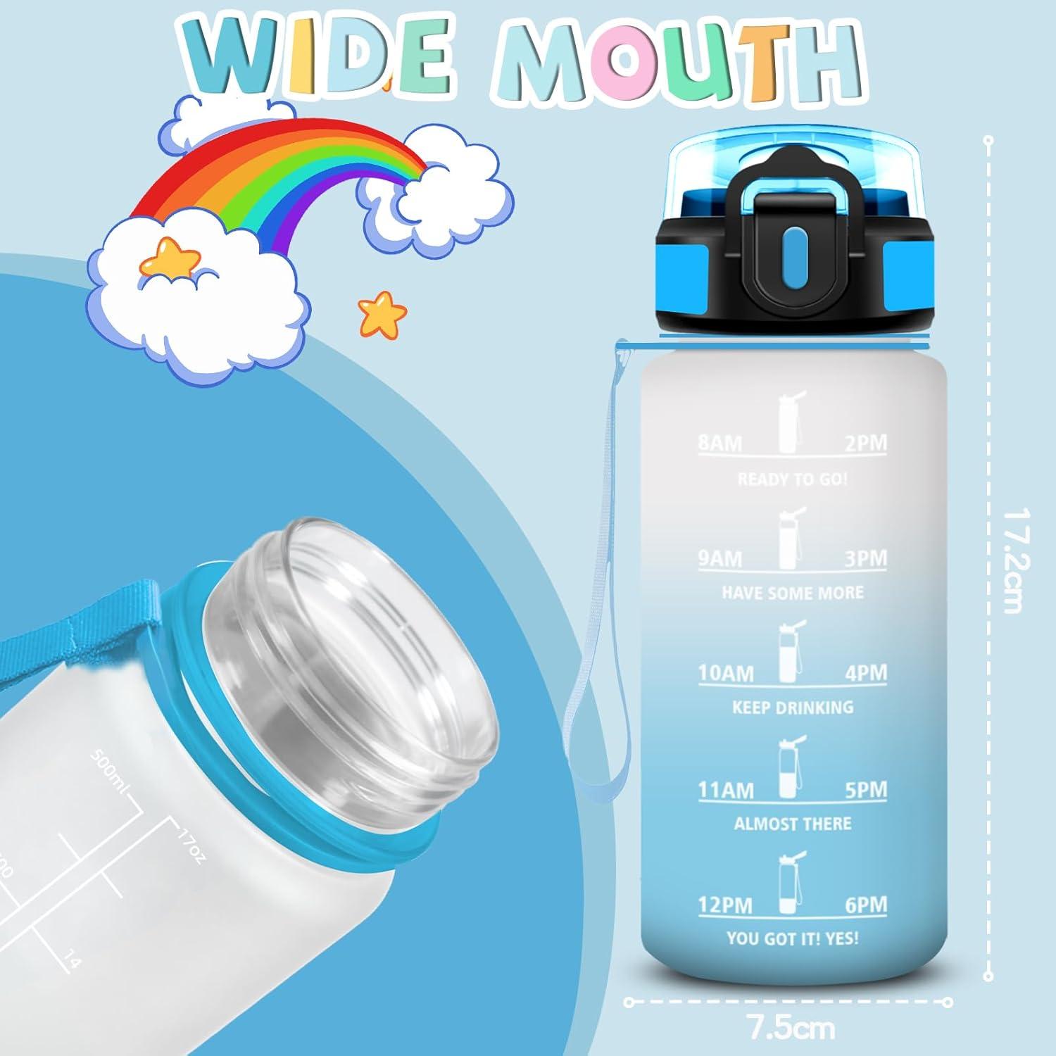 imageGourde 1l Sport Anti Fuite Gourde Gradue pour 1 Journee Facile Nettoyer Rutilisable Bouteille Adulte avec Marqueur de Temps pour Aptitude Camping Yoga VoyagesBlancbleu