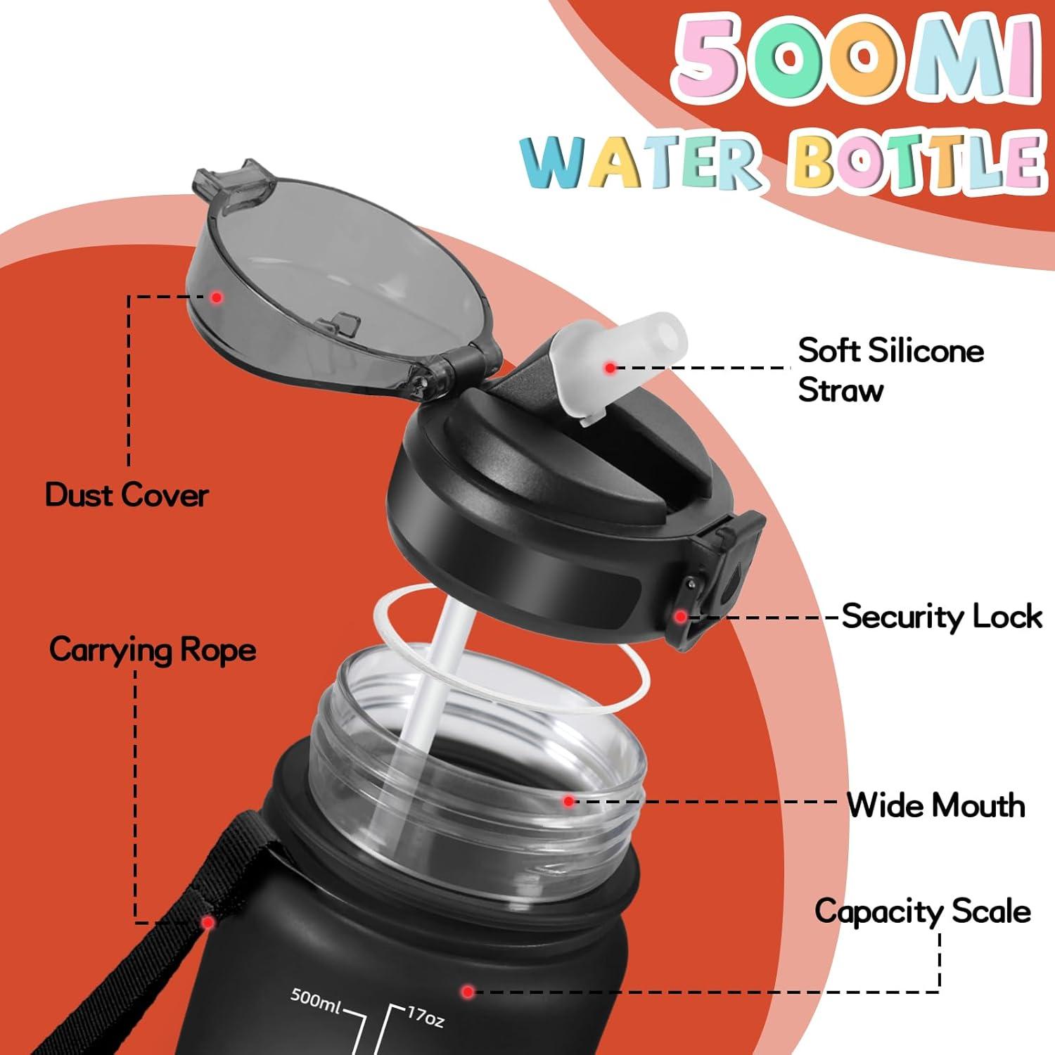 imageGourde 1l Sport Anti Fuite Gourde Gradue pour 1 Journee Facile Nettoyer Rutilisable Bouteille Adulte avec Marqueur de Temps pour Aptitude Camping Yoga VoyagesNoirrouge