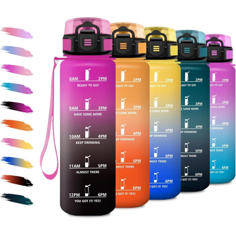 imageBouteille deau Sport 1L Gourde Marqueur de Temps Gourde avec Filtre Bouteille de Motivation tanche ampamp Rutilisable pour Randonne Cyclisme Bureau Extrieur Camping Randonne Yoga32oz1000ml Violet Rougenoir
