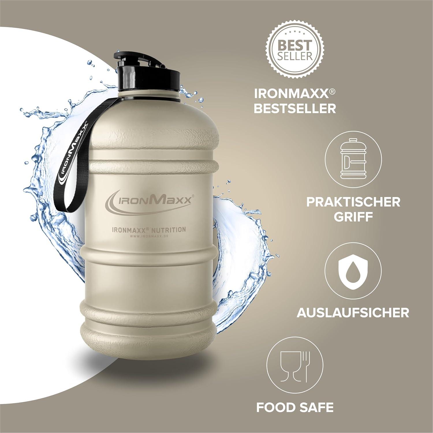 imageIronMaxx Gourde Sport Bouteille dEau Sport 22L 2200 ml Gris Gourde Sans BPA ni DEHP Water Bouteille tanche avec chelle de mesure Bottle Grande Capacit dHydratationFrosted Sandstone Beige
