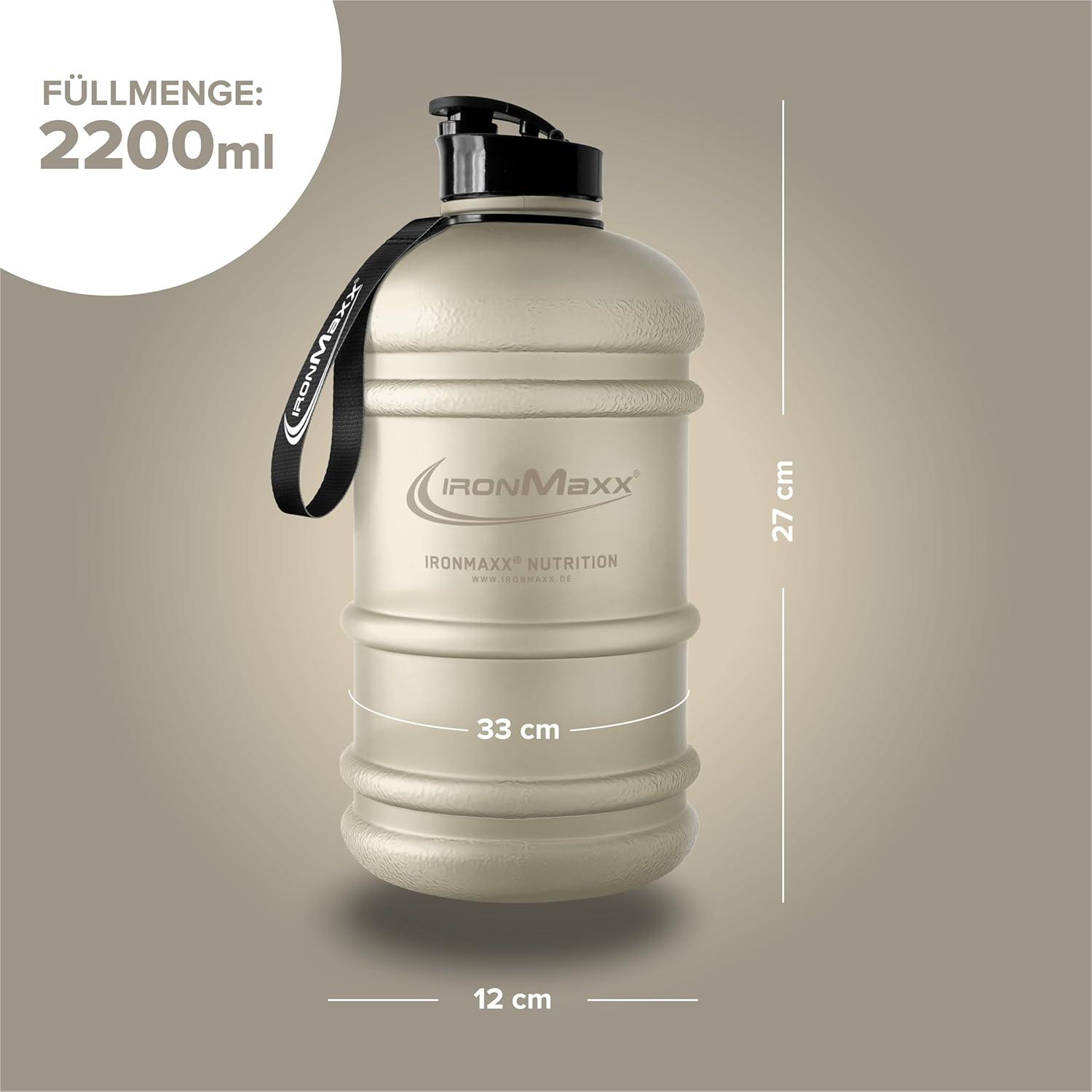 imageIronMaxx Gourde Sport Bouteille dEau Sport 22L 2200 ml Gris Gourde Sans BPA ni DEHP Water Bouteille tanche avec chelle de mesure Bottle Grande Capacit dHydratationFrosted Sandstone Beige