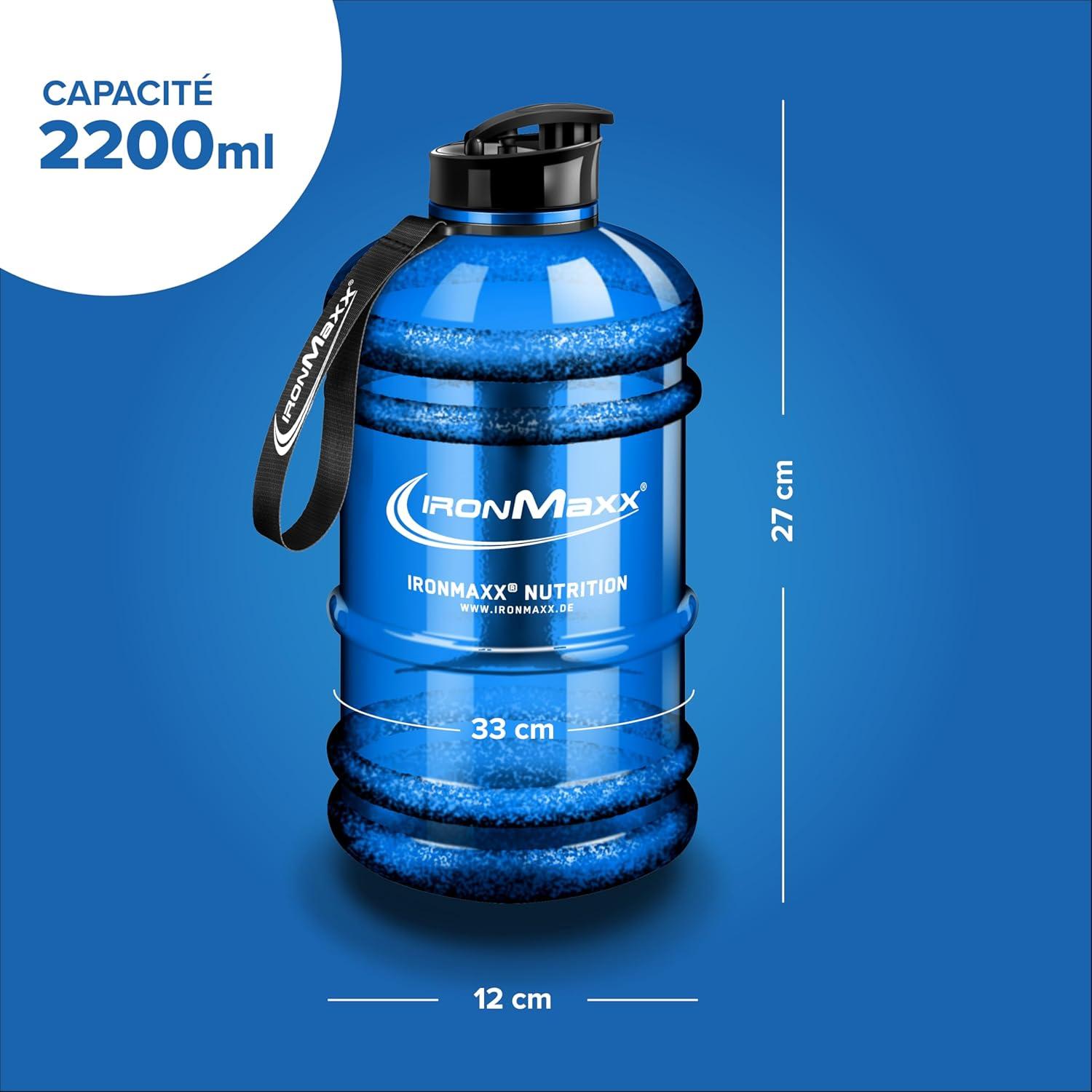 imageIronMaxx Gourde Sport Bouteille dEau Sport 22L 2200 ml Gris Gourde Sans BPA ni DEHP Water Bouteille tanche avec chelle de mesure Bottle Grande Capacit dHydratationBleu